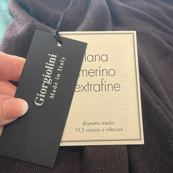 Giorgiolini V-Neck Sweater Mens XXL Brown 100% ExtraFine Merino Wool Italy NWT - Picture 9 of 12